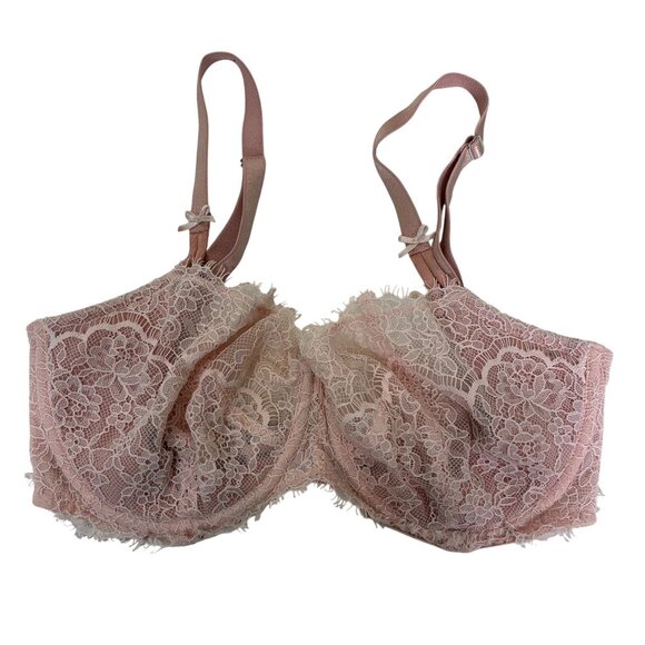 Victoria’s Secret Push-up Floral Lace Bra Cherry Blossom Pink 32DDD Coquette - Picture 1 of 8